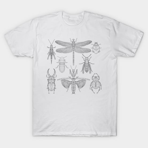 Poly Insectarium Black and White T-Shirt by Greydn